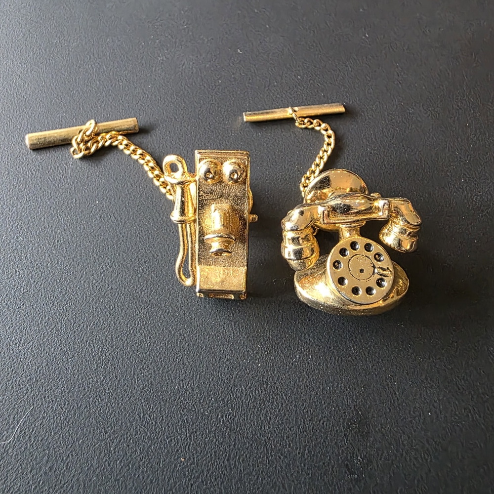 Vintage Gold Telephone Design Pins